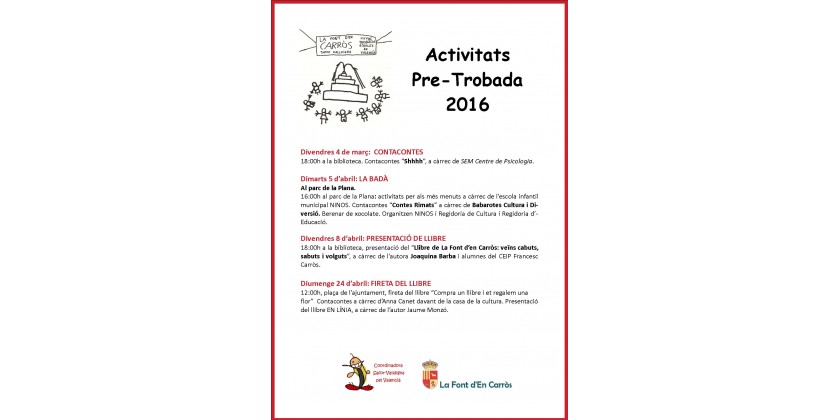 Activitats Pre-Trobada 2016 a la Font d'en Carròs